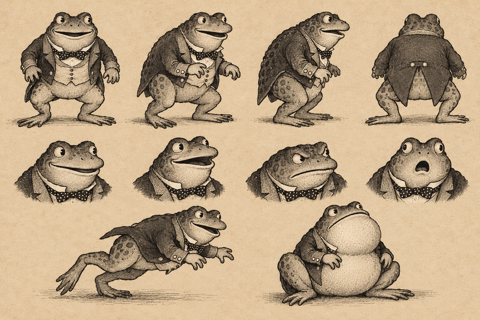 Old Mr. Toad complete Green Meadows adaptation model sheet
