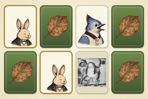 Cards turned up to show Peter Rabbit and his friends.